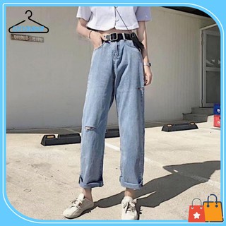 [Giá siêu rẻ] Quần jean dáng suông ống rộng rách sườn, ảnh thật trải sàn (M3)