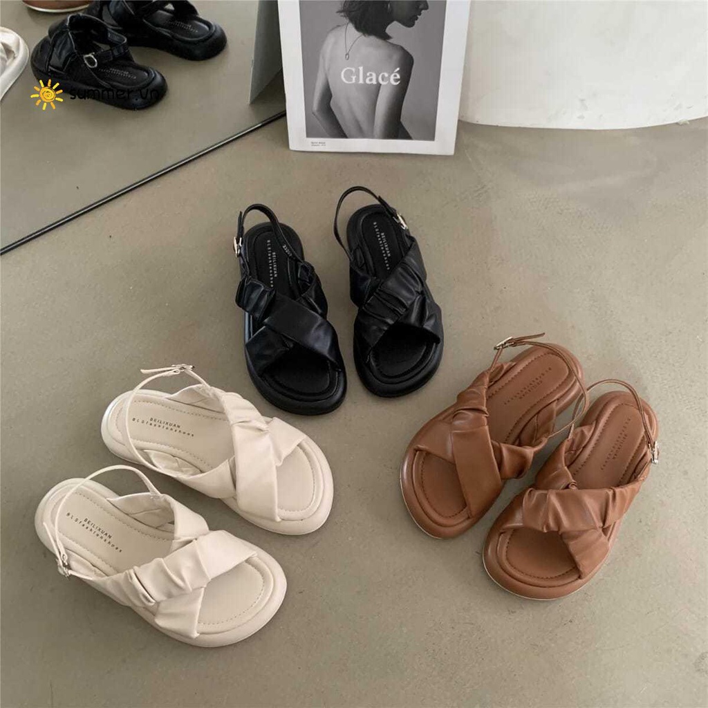 Giày Sandal Mùa Hè Đế Dày Phong Cách Hàn Quốc Mẫu Mới 2021