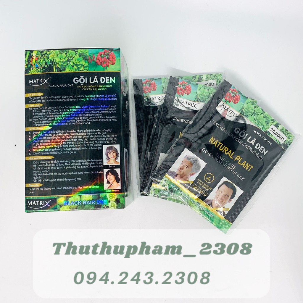 Nhuộm tóc Matrix Natural Plant 25ml gội là đen