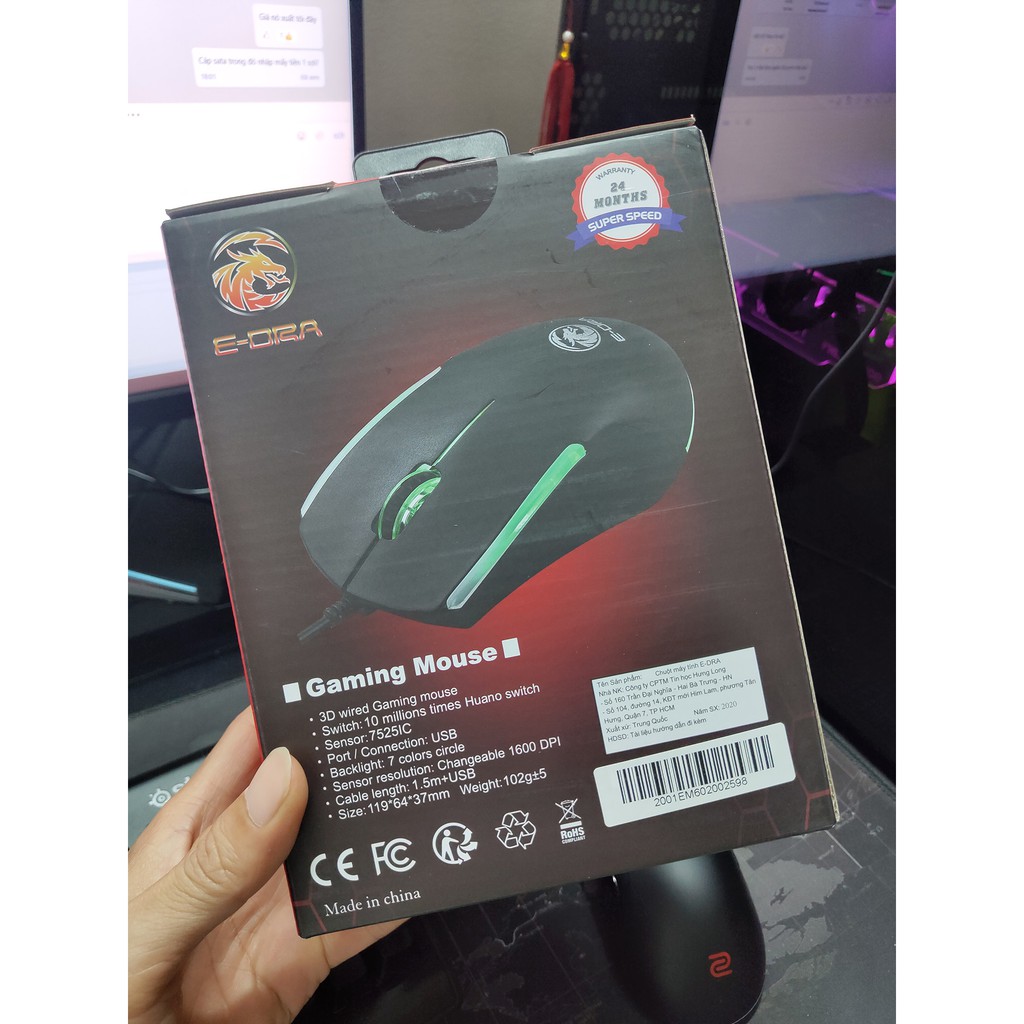 Chuột gaming E-Dra EM602 LED RGB Auto + tặng 01 PAD di chuột