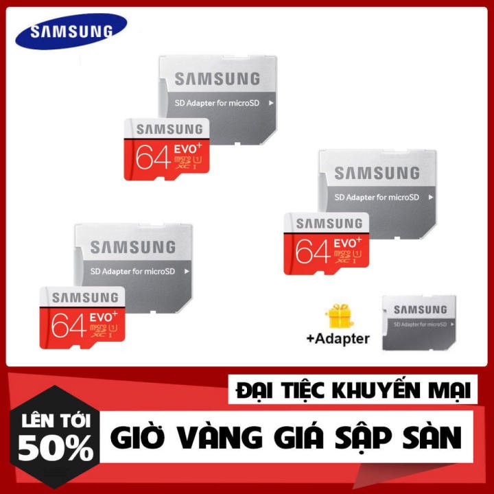 Bộ 2 Sản Phẩm Thẻ nhớ MicroSDXC Samsung Evo Plus 64GB U3 4K R100MB/s W60MB/s - Box Anh New Kèm Adapter New 2021