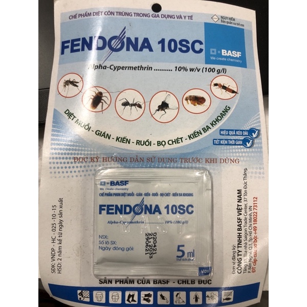 Combo: 05 gói Fendona 10SC 5ml - Chuyên gia diệt gián và côn trùng