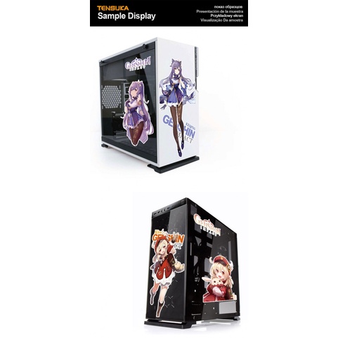 Genshin Impact Stickers cho PC Case ATX Mid Tower Máy tính trang trí nội thất Decal chống thấm nước có thể tháo rời