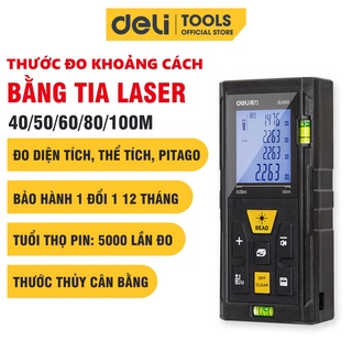 Máy Đo Khoảng Cách Laser Deli Chính Hãng Loại 40m / 50m / 60m Đa Năng - Dễ Dàng Sử Dụng Từ Xa - DL331050P / EDL4168