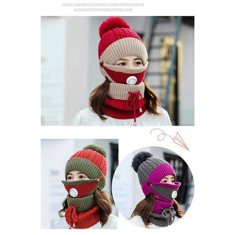 SET 3 MŨ , KHĂN ,KHẨU TRANG CHO NỮ GIỮ ẤM CỰC ĐỈNH CHỐNG LẠNH, CHỐNG BỤI HIỆU QUẢ