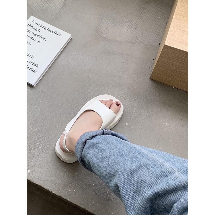 Giày Sandal Đế Dày Bằng Chất Liệu Da Phong Cách Pháp Thời Trang Mùa Hè Dành Cho Nữ 2022