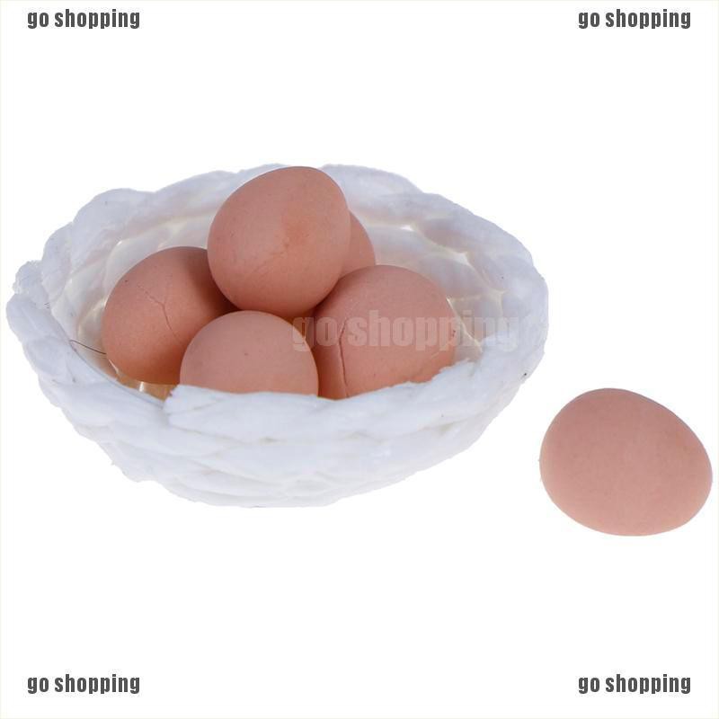 {go shopping}1:12 Dollhouse miniature chicken eggs and nest set for kids toy