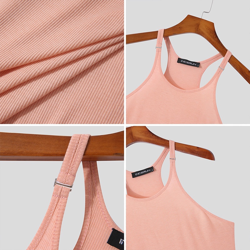 Áo thun ba lỗ INCERUN màu sắc độc đáo thời trang mùa hè cho nam