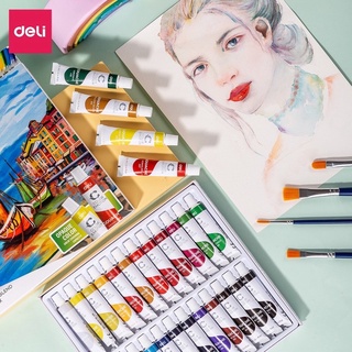 Màu nước Gouache dạng tuýp 12ml 5/12/24 màu Deli