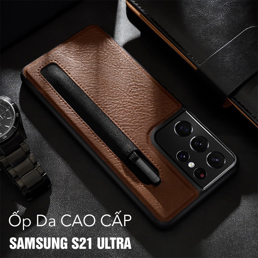 Ốp Lưng S21 Ultra Da Bò Cao Cấp Chính Hãng Nillkin Aoge Leather