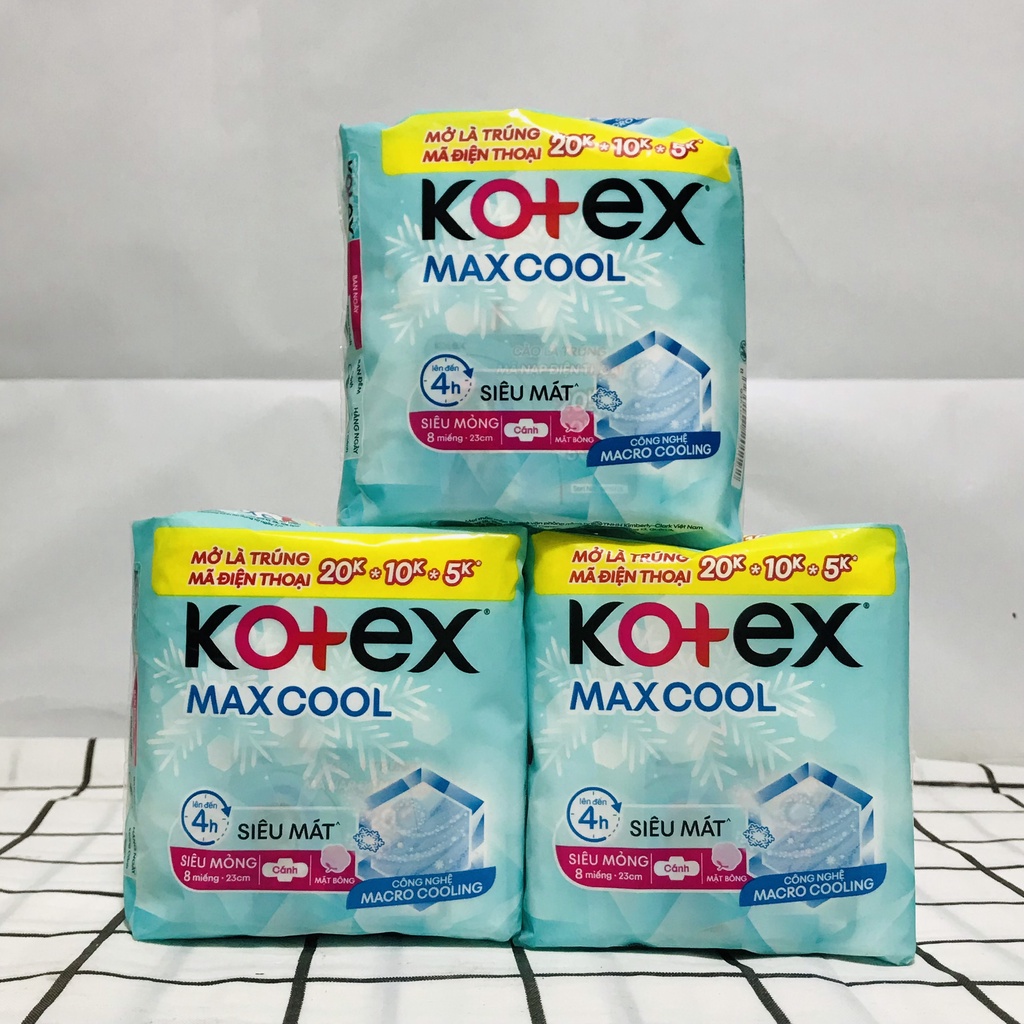 Băng Vệ Sinh Kotex Max Cool Siêu Mỏng Cánh 8 Miếng 23cm