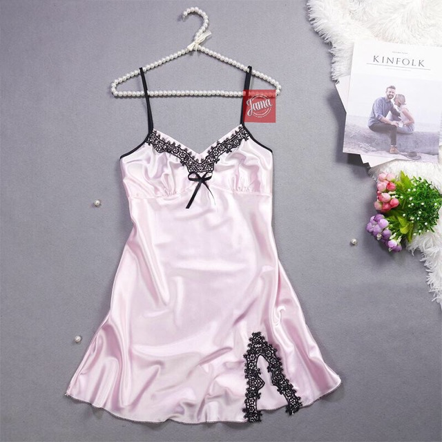 Váy ngủ 2 dây lụa ren quyến rũ gợi cảm hàng Quảng Châu mềm mịn | BigBuy360 - bigbuy360.vn