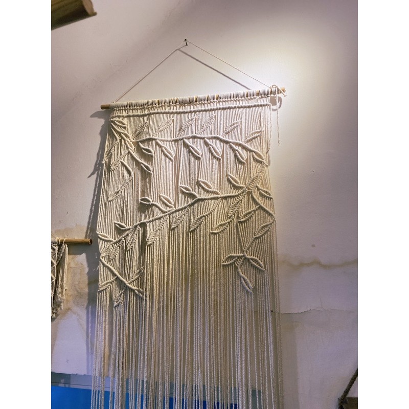 Rèm macrame hoạ tiết chiếc lá size 60x180cm