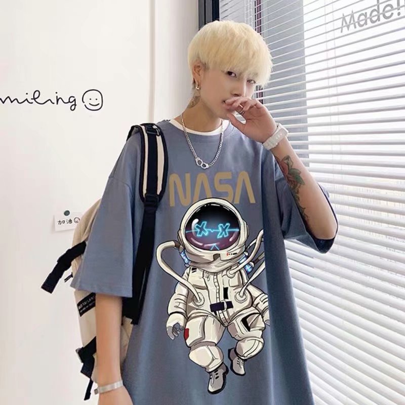 Áo Thun Cổ Tròn In Hình Phi Hành Gia Thời Trang Hàn Quốc Size M-5XL