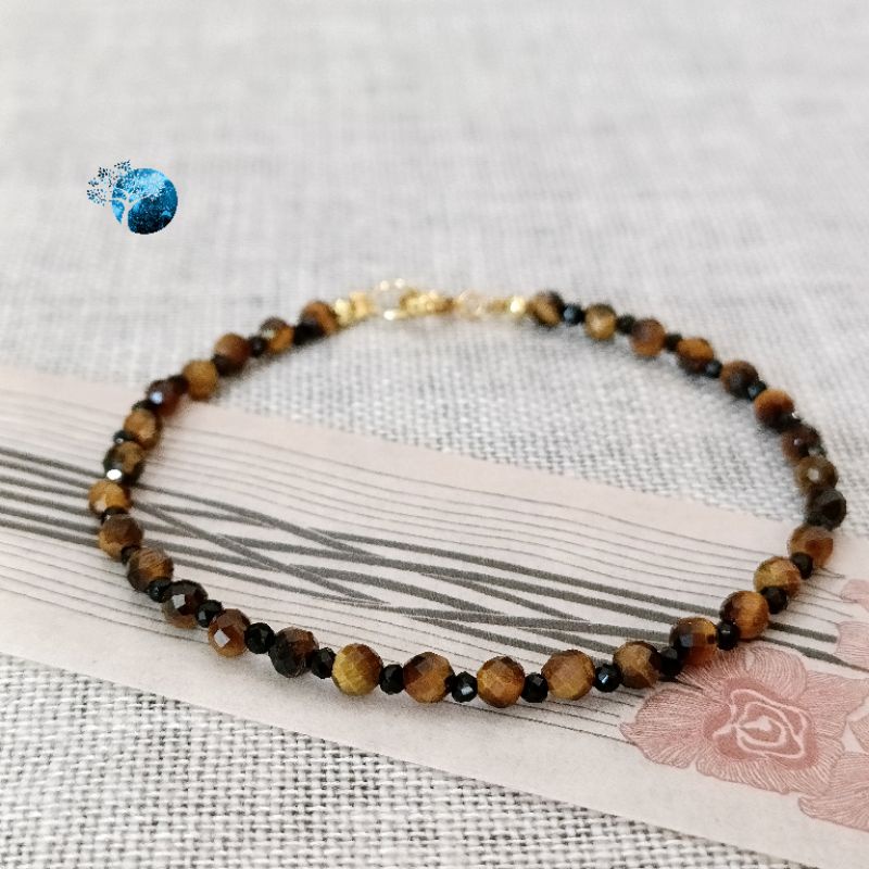 Vòng tay đá mắt hổ mix đá flint