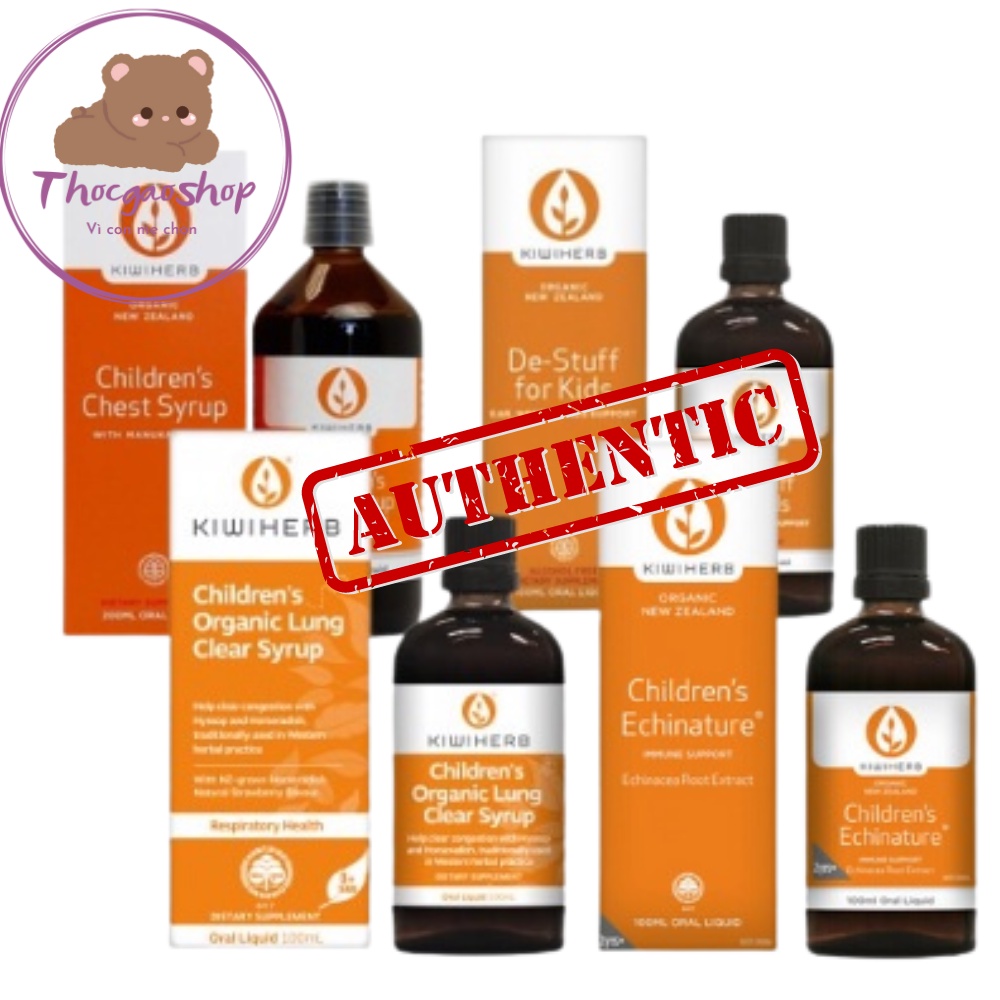 Bộ sản phẩm siro Hữu cơ 100% KiwiHerb giúp tăng cường và bảo vệ hệ hô hấp cho bé 0m+