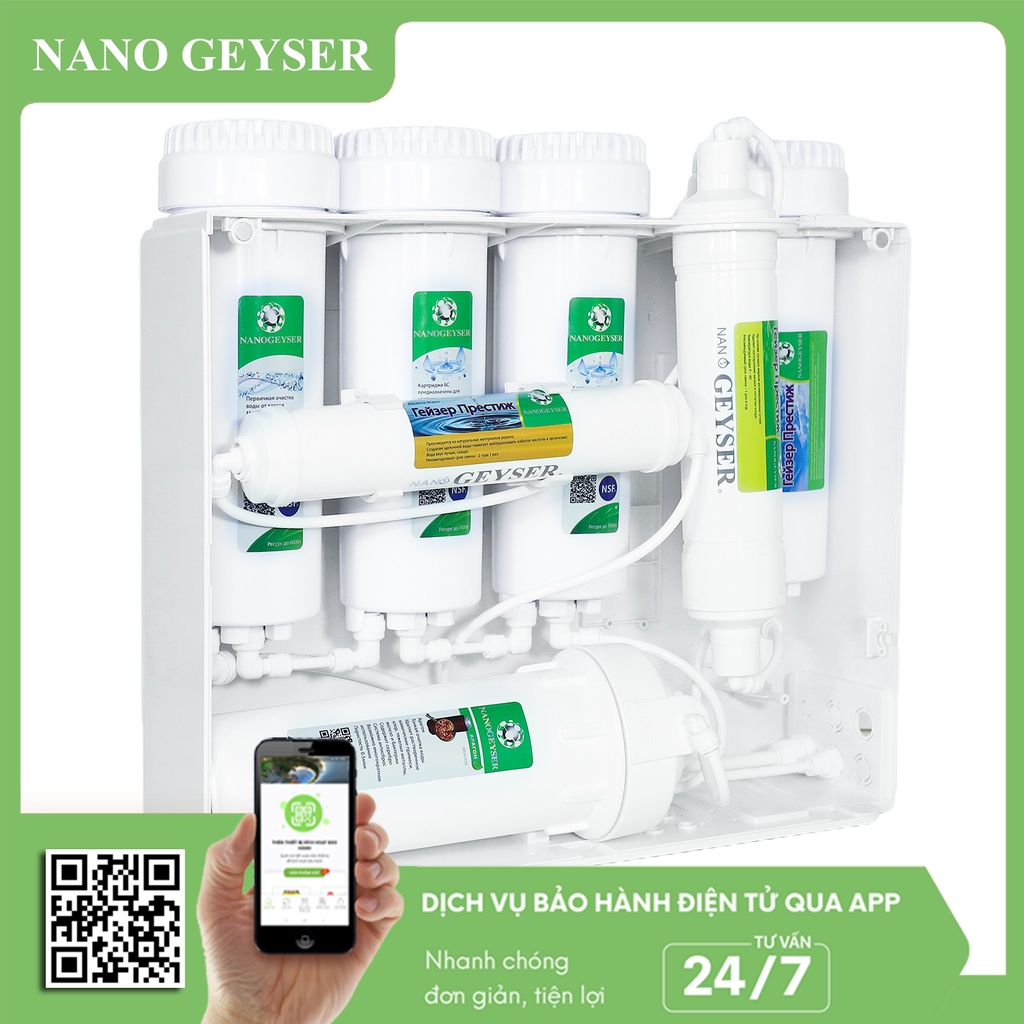 Máy lọc nước Nano Geyser ECO H8 - Hàng chính hãng bảo hành 5 năm, Thiết kế nhỏ gọn, Không điện, không nước thải