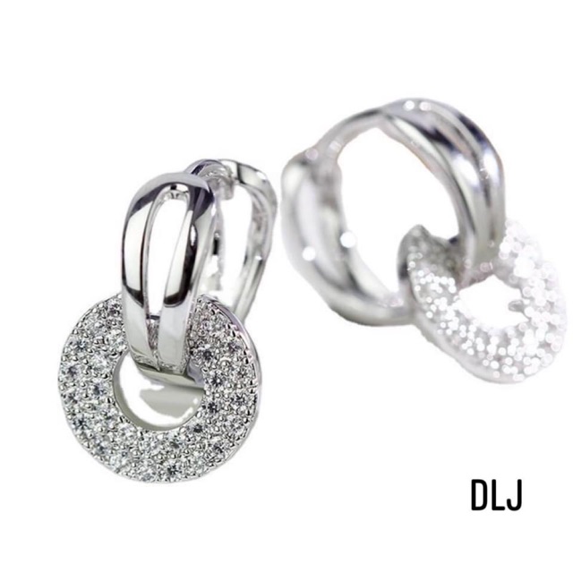 BÔNG TAI KHOEN BẤM MẶT ĐÁ CAO CẤP - TRANG SỨC BẠC S925