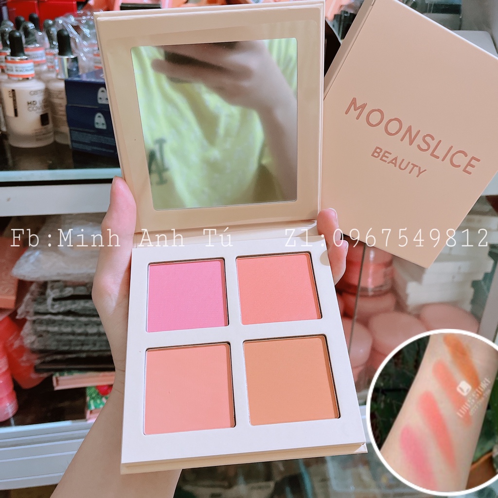 Bảng phấn má hồng MoonSlice Beauty Blushing Moon 4 ô tone hồng, cam siêu xinh [Chính Hãng]