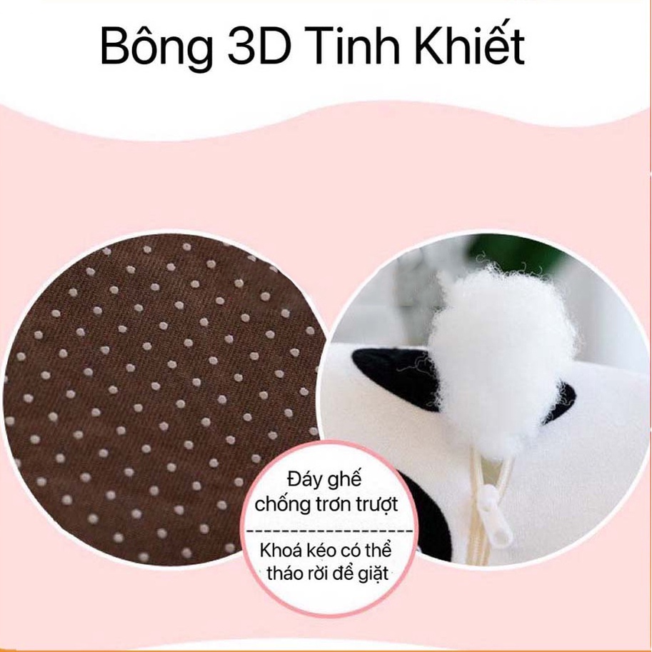 Ghế tập ngồi ăn dặm hình thú nhồi bông cho bé - vải mềm mịn an toàn cho trẻ - size 30x50cm