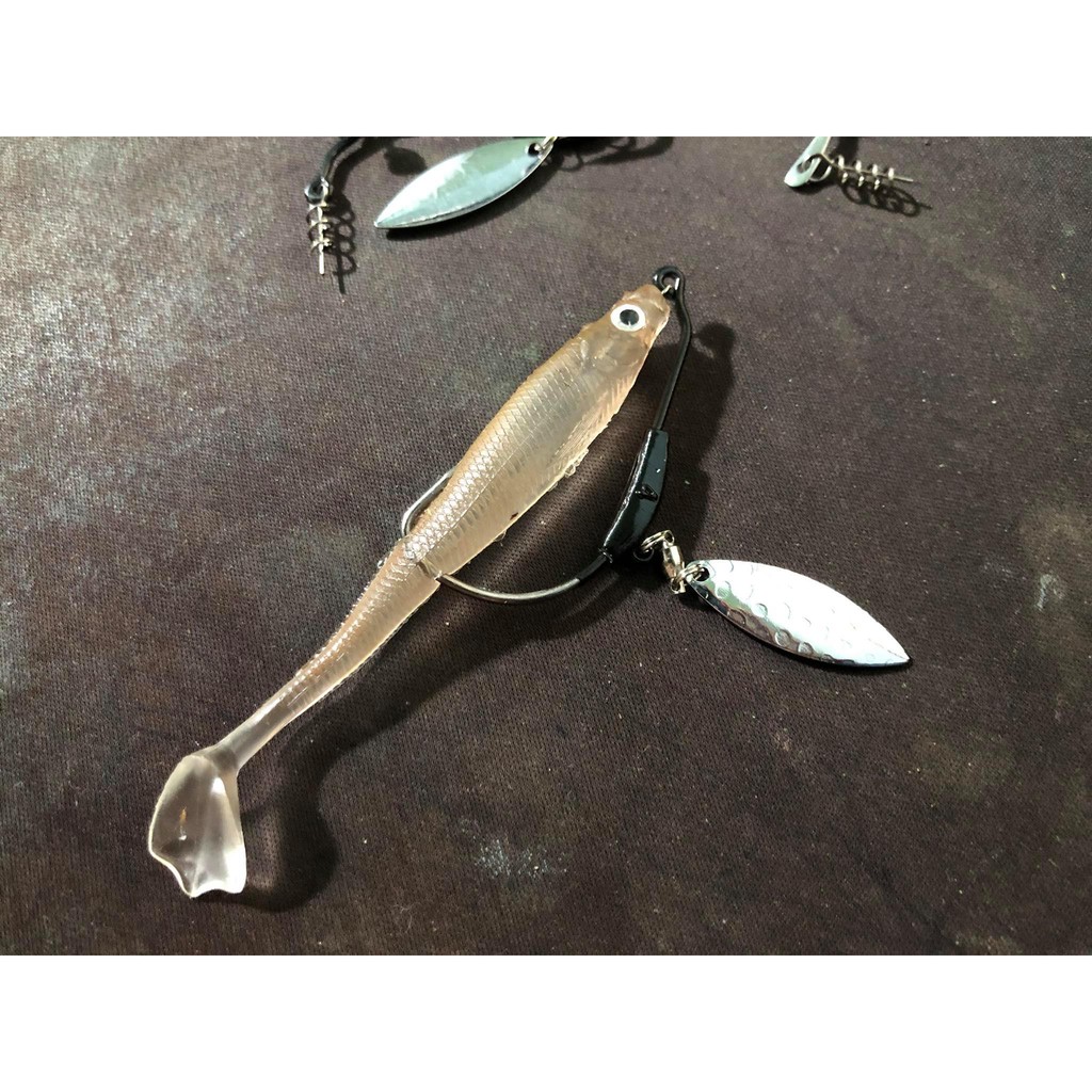 Mồi mềm câu lure đuôi chân vịt - kèm lưỡi câu có thìa