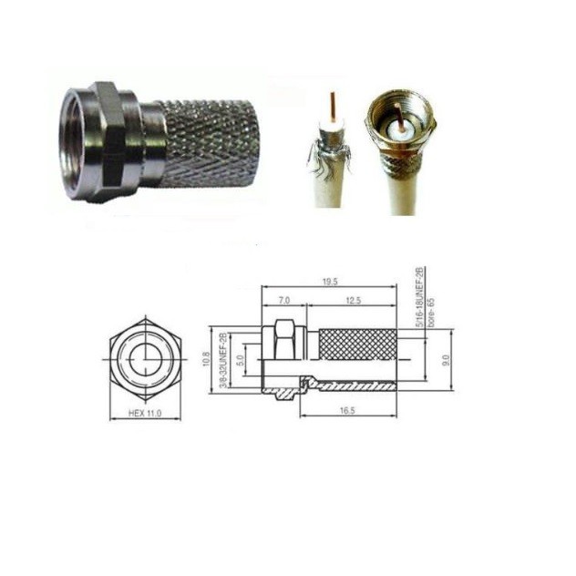 Dây cáp TV RG6 (5C-FB) 0.75OHM USA/JAPAN Standard cao cấp Sino ( làm sẵn 2 jack xoáy 5C ) - Điện Việt