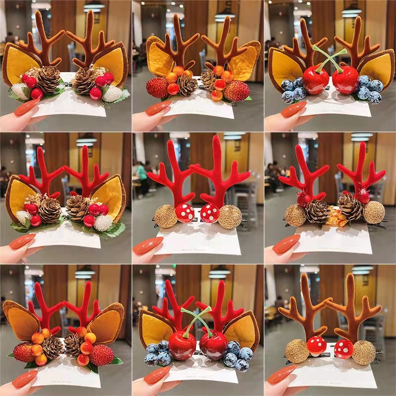 Kẹp tóc hình sừng tuần lộc phong cách Giáng sinh mới