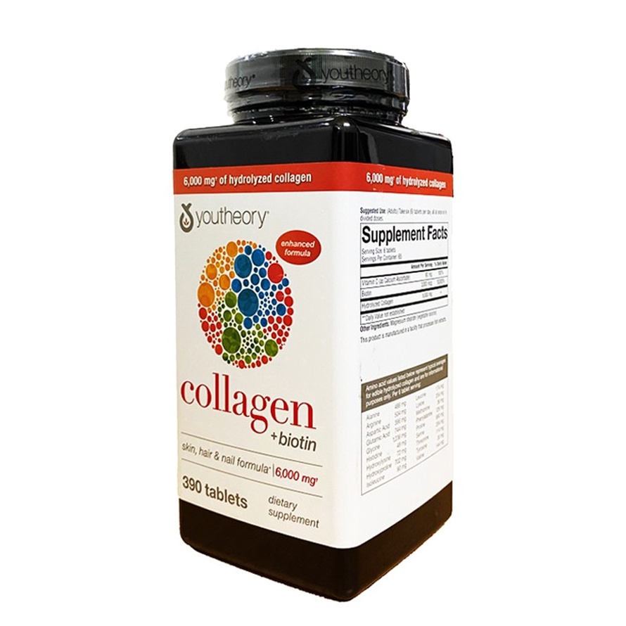 Viên Uống Bổ Sung Collagen Youtheory Biotin Mỹ Viên Uống Đẹp Da 390 viên