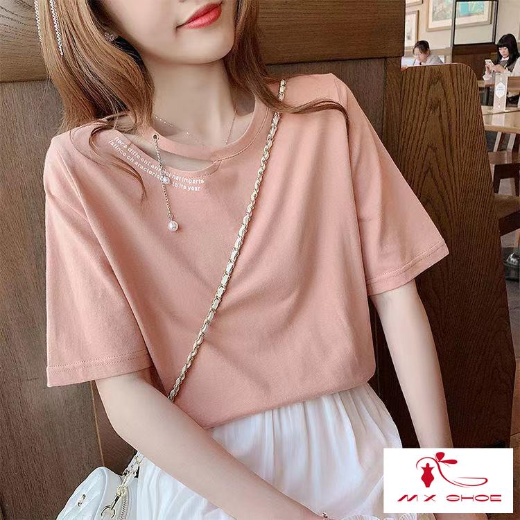 Áo Thun Nữ Tay Ngắn Dáng Rộng Bằng Cotton Nguyên Chất Phong Cách Mới