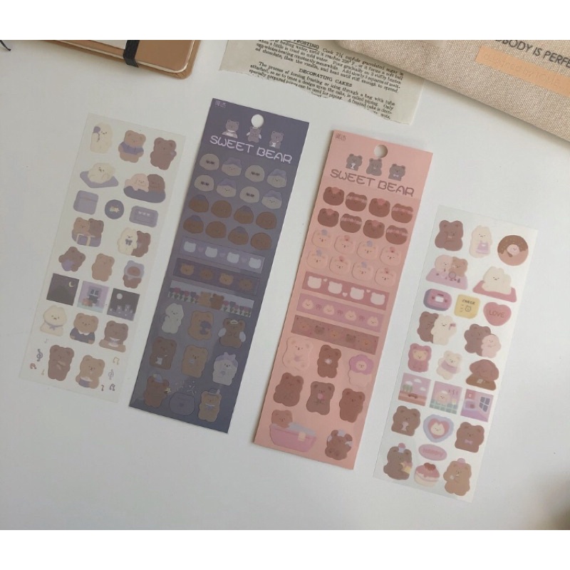 Set 2 tấm stickers hình gấu ú