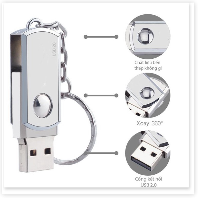 Giá Vốn - Usb 2.0 tốc độ cao bằng thép không gỉ xoay 360 độ cùng khả năng chống nước