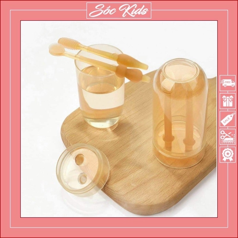 Set Rơ Lưỡi Và Bàn Chải Đánh Răng Silicone Cho Bé Từ 0 - 18 Tháng Rèn Luyện Kĩ Năng Vệ Sinh Răng Miệng | SÓC KIDS