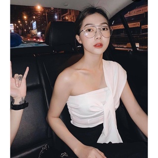 Áo CROPTOP Lệch 1 Bên Vai (TRẮNG)