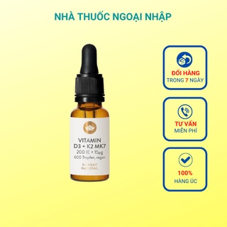 Vitamin D3 K2 (20ml 600 giọt) giúp chắc xương cho trẻ từ sơ sinh đến 4 tuổi Sunday Natural D3 K2 MK7, Đức