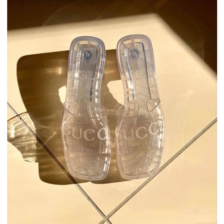 Guốc nhựa trong gucci đế trụ [ Hàng order ]