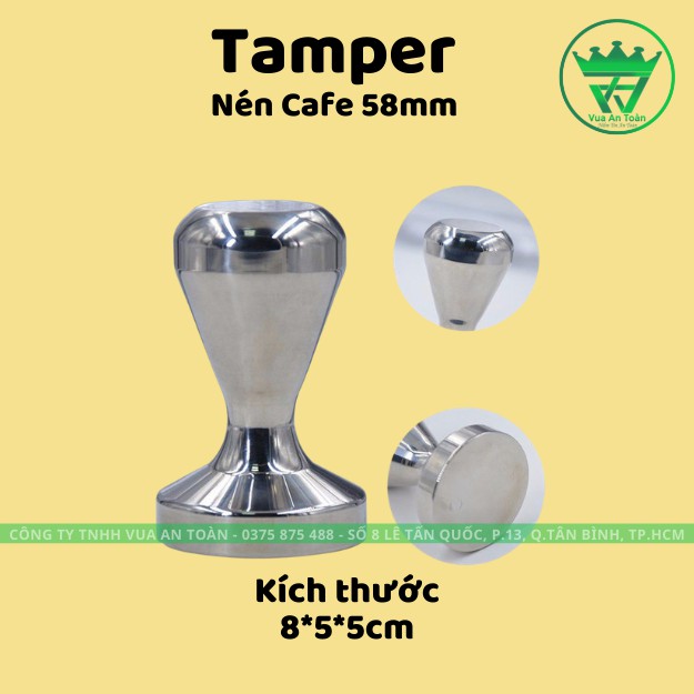 Tamper Cán Inox 58mm Nén cà Phê Kích thước 8*5*5cm