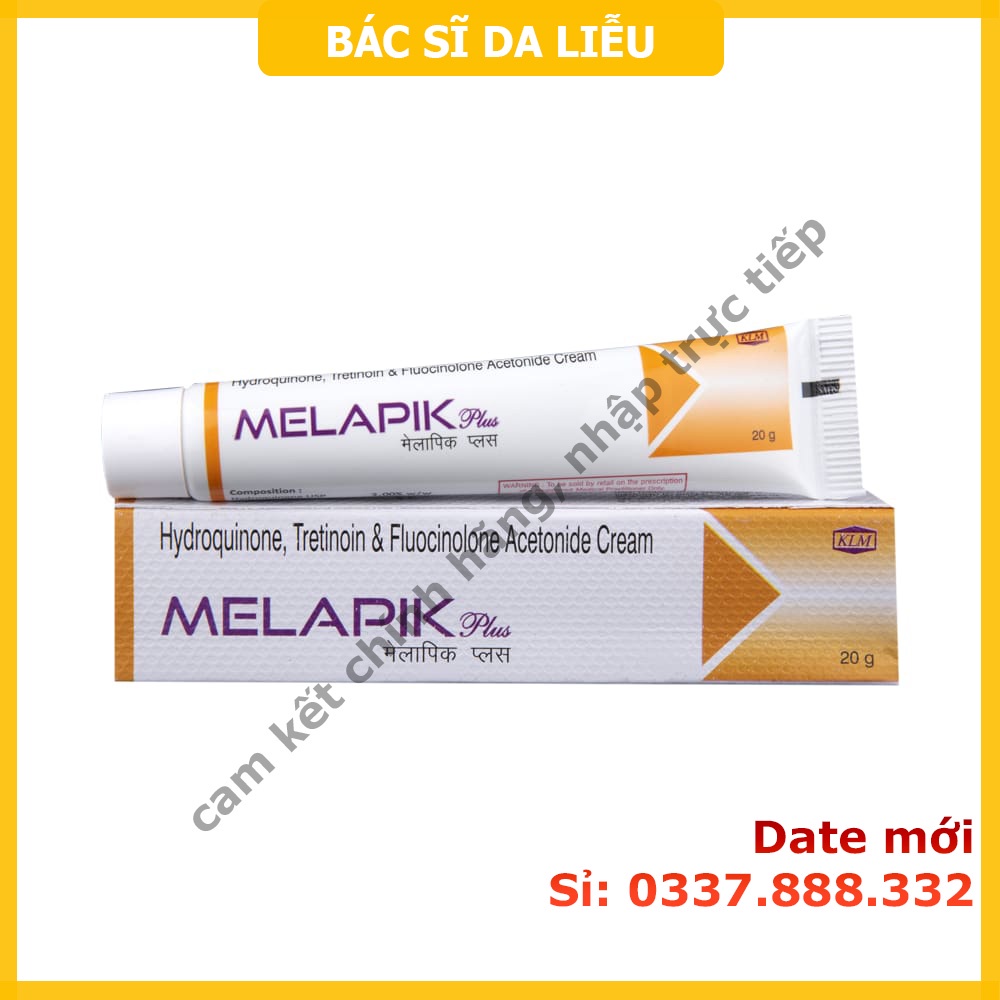 Kem Melapik cream (20g) 2% hydroquine và 0.025% tretinoin, giảm mờ thâm nám (Trịlụmạ, Aret)