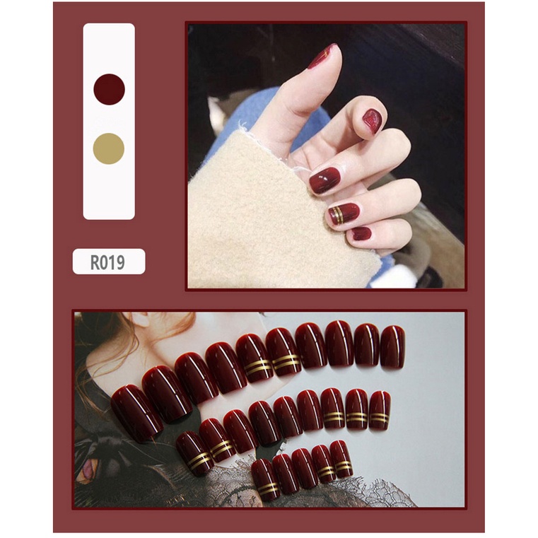 [R1-R20] Móng tay giả /Kèm keo/ bộ 24 móng giả làm nail đẹp