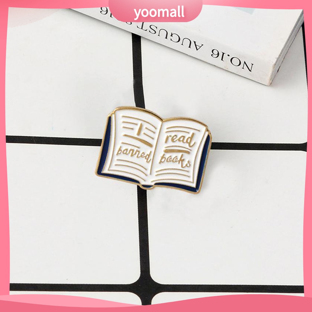 Ghim Cài Áo Hình Cuốn Sách Đọc Sách Tráng Men In Chữ Tiếng Anh Độc Đáo Cho Nữ