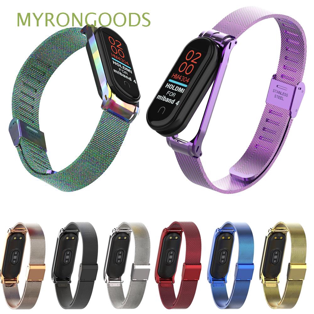 MYRONGOODS Metal Mesh Strap Milanese Stainless Steel Wristband for Xiaomi Mi Band 4 3