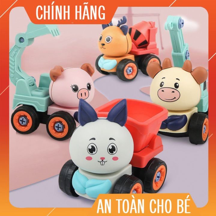 đồ chơi mô hình oto công trình xây dựng set 4  cute , cần cẩu, máy xúc... cho trẻ em,  cho bé thoả sức sáng tạo