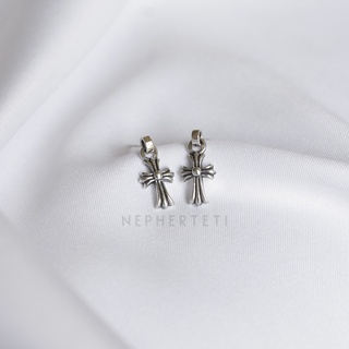 Khuyên tai bạc 925 mini - Khuyên charm thánh giá chrome unisex (giá 1 chiếc) - Nepherteti