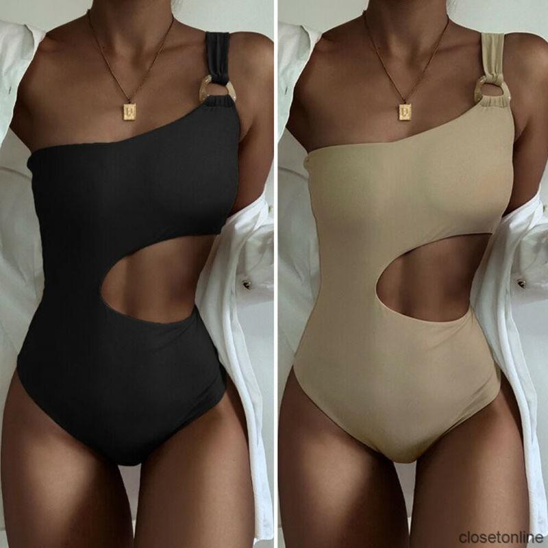 Bikini 1 mảnh đi biển nữ Áo đồ Một Lệch Vai Có Đệm Mút | BigBuy360 - bigbuy360.vn