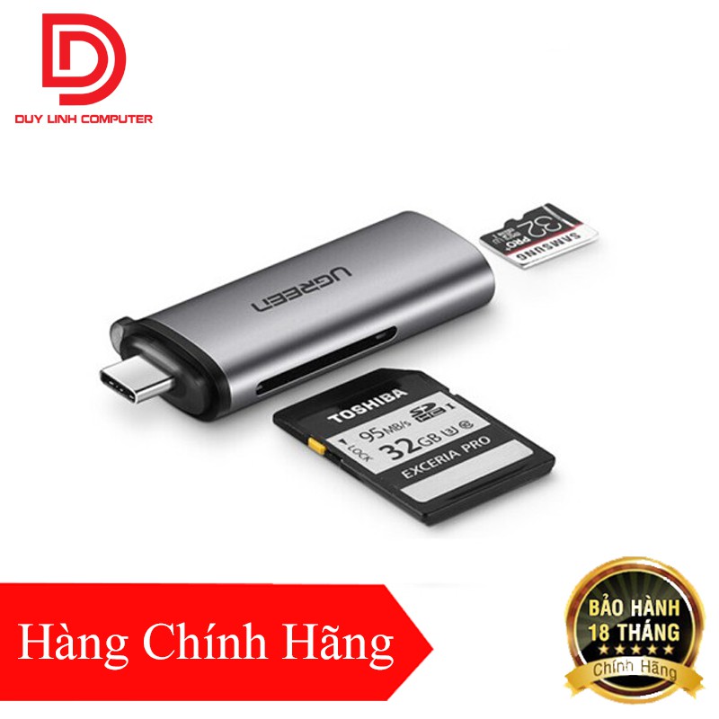 Đầu đọc thẻ nhớ SD/TF chuẩn USB Type C Ugreen 50704 - Hàng Chính Hãng