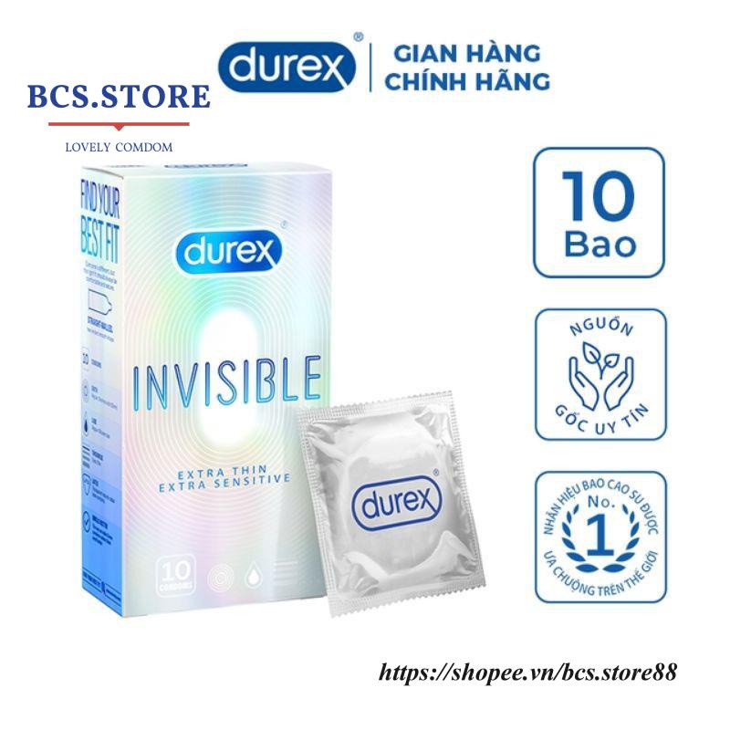 Bao cao su Durex Invisible Extra Thin extra sensitive siêu mỏng siêu mạnh chân thật hương yêu hộp 10c