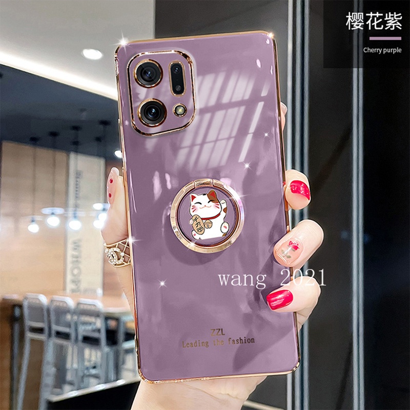 Ốp Điện Thoại Mềm Bảo Vệ Viền Dọc Hình Mèo Mạ Điện 2022 Cho OPPO Find X5 Pro 5G A96 A76 A16e A16k 4G