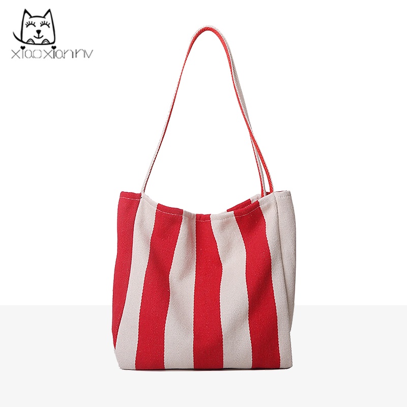 Túi vải Kẻ Sọc Thời Trang Phương Tây Mùa Hè 2020 Cho Nữ