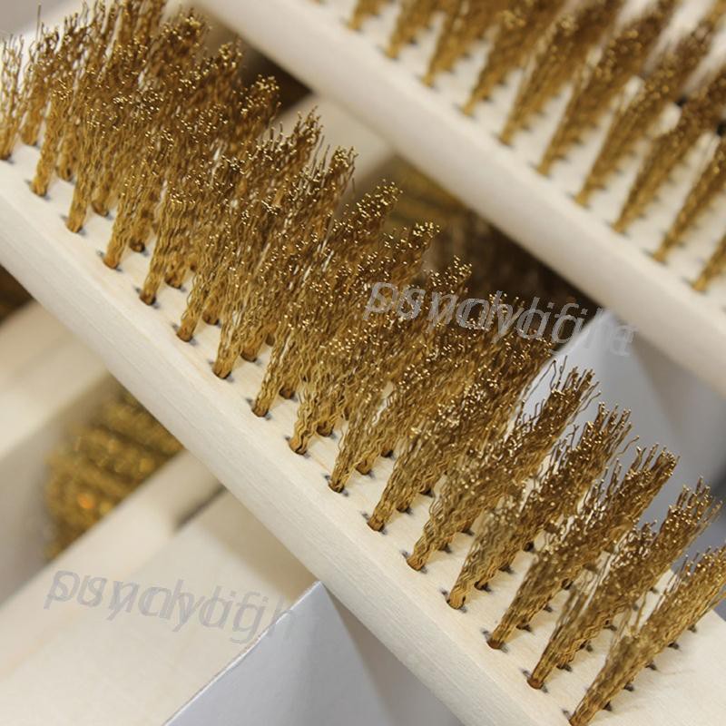 Chổi sợi đồng thau với tay cầm gỗ dài 208mm