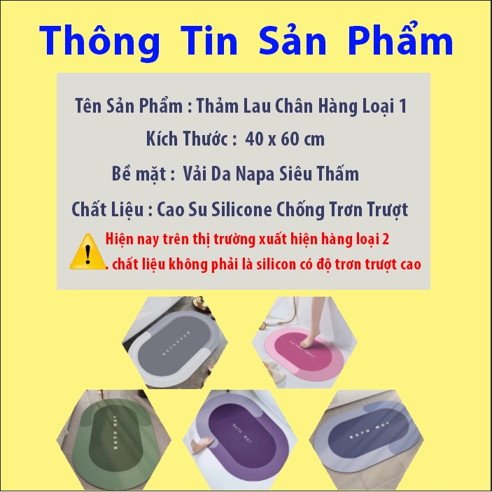 [FREESHIP❤️] Thảm Hút Nước Siêu Thấm - Thảm Lau Chân Silicon Siêu Mềm Siêu Dày, Siêu Thấm Nước Chất Liệu Chống Trượt