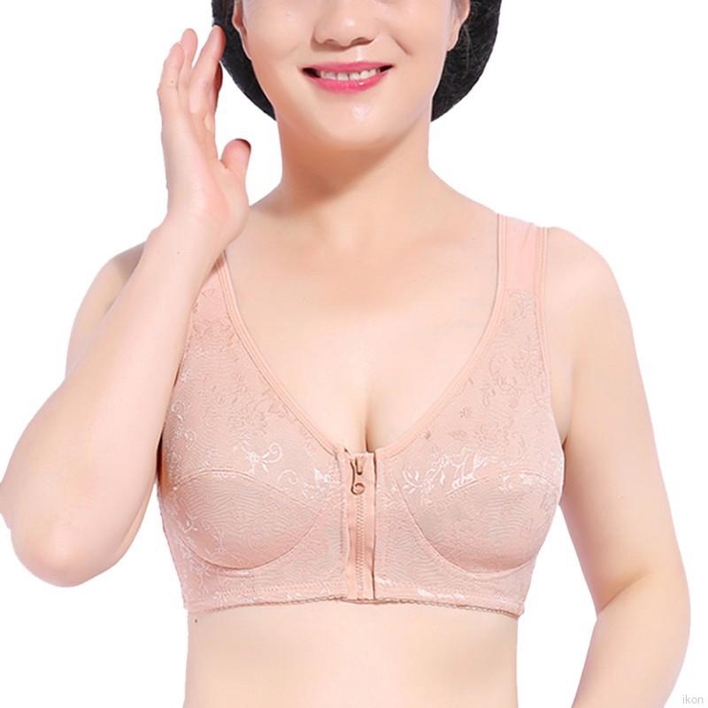 Áo Ngực Khóa Kéo Trước Không Gọng Chất Liệu Cotton